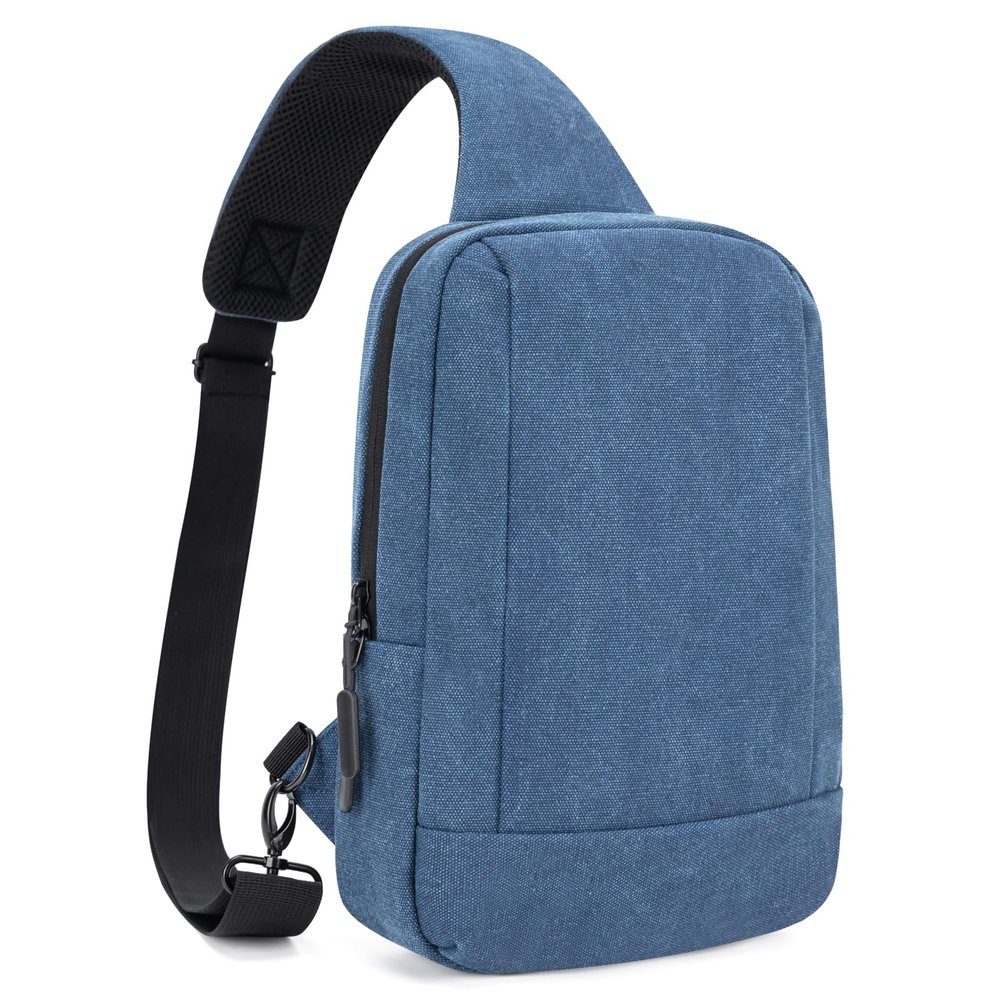 Sling Bag Crossbody Bag Men with USB Charging Port Small Messenger Bag Cross Body Shoulder Bag Sling Backpack Women with Adjustable Shoulder Strap (Canvas, Blue)