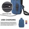Sling Bag Crossbody Bag Men with USB Charging Port Small Messenger Bag Cross Body Shoulder Bag Sling Backpack Women with Adjustable Shoulder Strap (Canvas, Blue) view 3