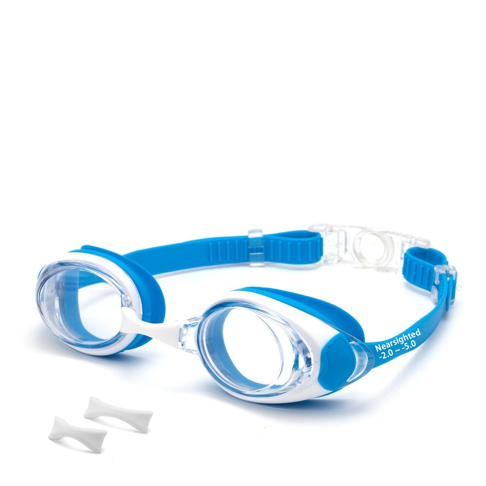 ESAVIA Nearsighted Swim Goggles for Kids -2.0D to -5.0D,Anti Fog Shortsighted Swimmg Glasses No Leaking,Suit for Child 4-14 Years (Blue, -3.0)