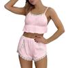 codcm Women Ruffle Pajama Set Cute Sleepwear Lace Trim Cami Top with Pj Shorts 2 Piece Nightwear(Pink,Large) view 1