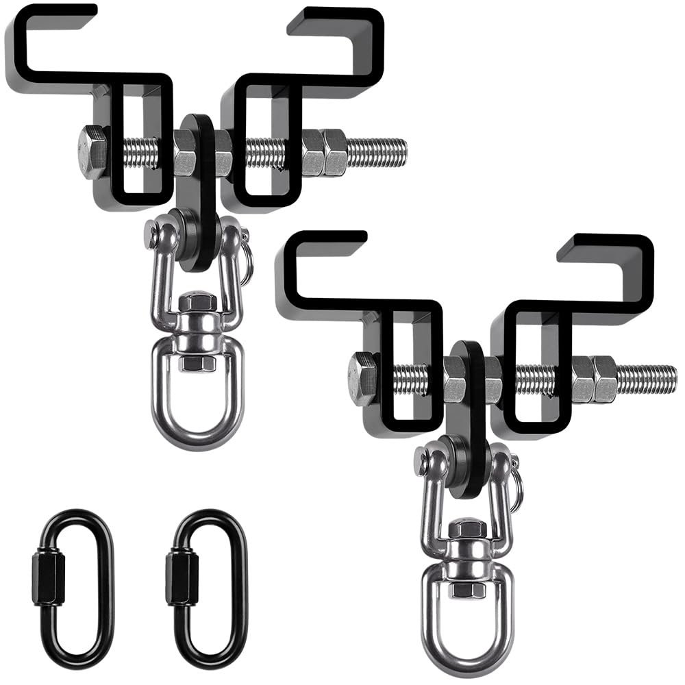 SELEWARE Heavy Duty Steel Beam Clamp, Heavy Bag Mount, Punching Bag Hanger Heavy Duty Holder for Boxing, Muay Thai and MMA Training, 360 Swivel Hardware, W/Carabiner