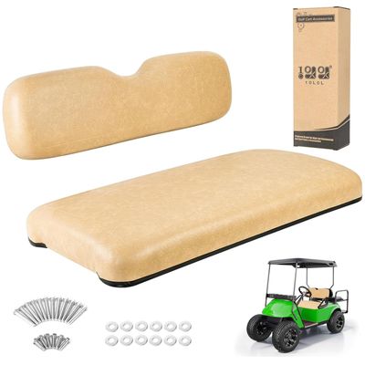 10L0L Golf Cart Front Seat Assembly for EZGO TXT (1994-2013) - Factory Style Direct Replacement with Premium Leather Cushions, Comfortable Backrest & Bottom Seat Kit (Black/Buff)