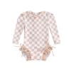 MAYUMMPY Toddler Baby Girls Bikini Beach Swimwear Zipper Swimsuit UPF 50+ Rash Guard One Piece Long Sleeve Bathing Suit (US, Age, 3 Years, 4 Years, Checkerboard Print Khaiki) view 1