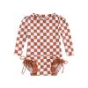 MAYUMMPY Toddler Baby Girls Bikini Beach Swimwear Zipper Swimsuit UPF 50+ Rash Guard One Piece Long Sleeve Bathing Suit (US, Age, 12 Months, 18 Months, Checkerboard Print Russet) view 1