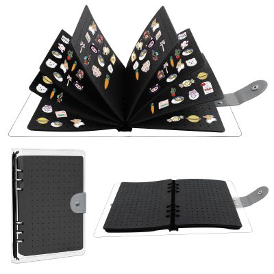 350 Pin Enamel Pin Display Binder, Clear PVC Cover Enamel Display Book Easy to Display and Trade Pins Enamel Pin Display Bag Holder for Pin Enthusiast 9.2inx6.7in (Black)