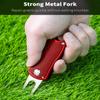 GreenHaven 2 Pack Golf Divot Repair Tool for Golfers Foldable Metal Green Tool with Magnetic Putt Alignment Ball Marker Pop-up Fork Tine with Sturdy Aluminum Alloy Handle, Red view 2