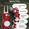 GreenHaven 2 Pack Golf Divot Repair Tool for Golfers Foldable Metal Green Tool with Magnetic Putt Alignment Ball Marker Pop-up Fork Tine with Sturdy Aluminum Alloy Handle, Red view 4