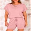 PRETTYGARDEN Two Piece For Women 2026 Spring Trendy Fashion Shorts And Tops Knitted Lounge Sets Summer Outfit Vacation Clothes (Light Pink,L) view 2