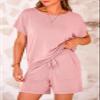 PRETTYGARDEN Two Piece For Women 2026 Spring Trendy Fashion Shorts And Tops Knitted Lounge Sets Summer Outfit Vacation Clothes (Light Pink,L) view 4