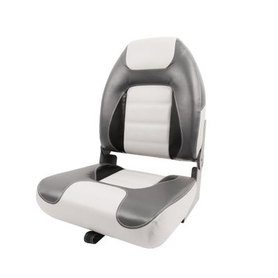 Deckpro Deluxe High Back Boat Seat, Fold-Down Fishing Boat Seat Gray/Charcoal/Black