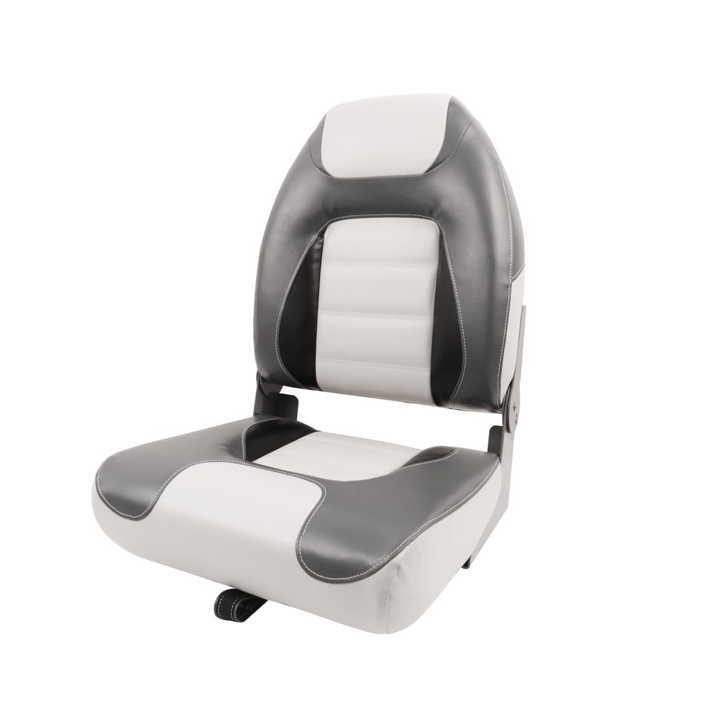 Deckpro Deluxe High Back Boat Seat, Fold-Down Fishing Boat Seat Gray/Charcoal/Black