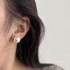 Pearl Clip on Earrings for Women Silver Rhinestones Pearl Dangle Drop Earring Large Pearls Earring Non Pierced Party Jewelry Wedding Jewelry for Brides Bridesmaid Birthday Gifts for Women view 2