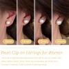 Pearl Clip on Earrings for Women Silver Rhinestones Pearl Dangle Drop Earring Large Pearls Earring Non Pierced Party Jewelry Wedding Jewelry for Brides Bridesmaid Birthday Gifts for Women view 4