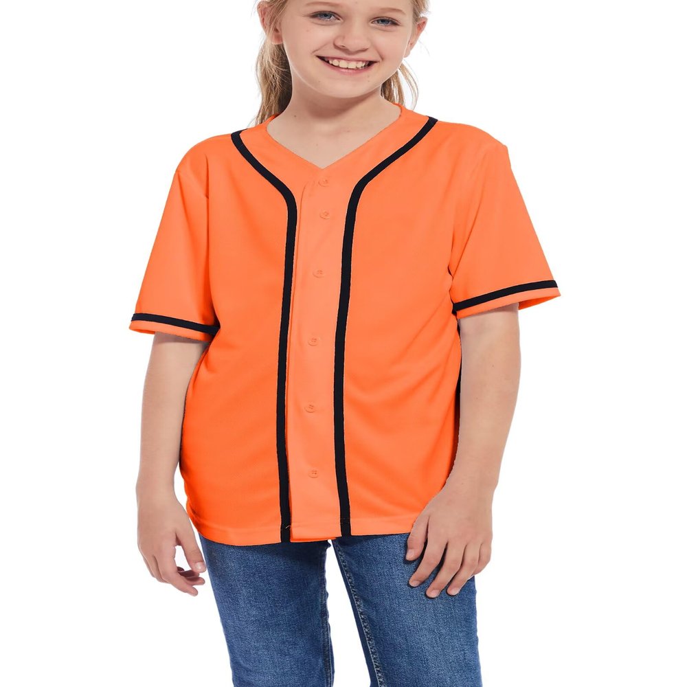 ACEFAST INC Kids Baseball Jersey Button Blank Softball Team Uniform Girls Boys Hip Hop T-Shirt Solid Color Sweatshirt