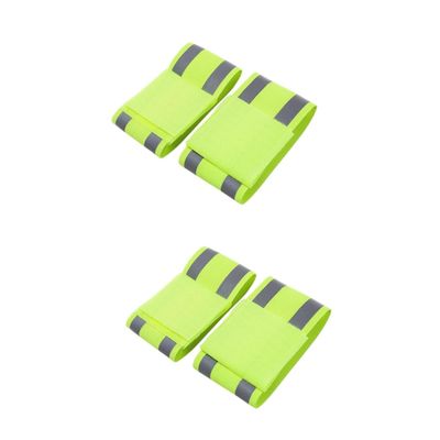 HANABASS 4pcs Reflective Safety Armbands for Night Activities High-Visibility Elastic Wristbands for Running and Hiking Fluorescent Sports Bracelets for Enhanced Visibility