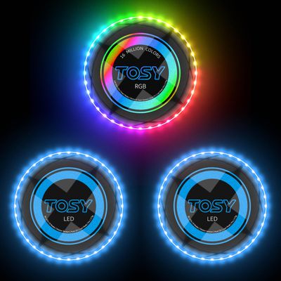 TOSY Bundle of 3 - RGB Black + 2X Blue - Frisbee 108 LEDs, 16 Million Colors