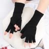ECYC Ltd Winter Knit Half Finger Gloves for Women Men, Warm Knitted Long Wrist Fingerless Gloves Arm Warmers Mittens Stretchy Gloves view 4