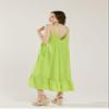 noflik Women's Waterfall Gatered Ruffle Low Back Maxi Dress(Lime, XXL) view 4