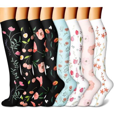 CHARMKING Compression Socks for Women & Men (8 Pairs) 15-20 mmHg Graduated Copper Support Socks are Best for Pregnant, Nurses - Boost Performance, Circulation, Knee High & Wide Calf (S/M, Multi 58)