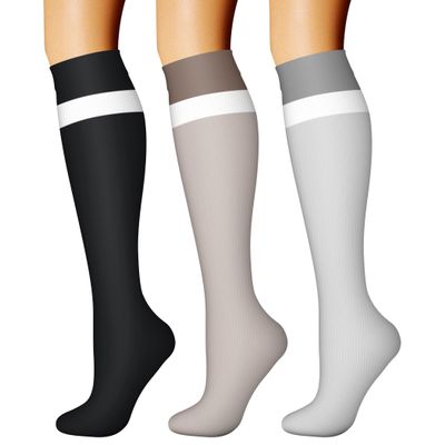 CHARMKING Compression Socks for Women & Men Circulation (3 Pairs) 15-20 mmHg is Best Athletic for Running, Flight Travel, Support, Cycling, Pregnant - Boost Performance, Durability (L/XL,Multi 68)