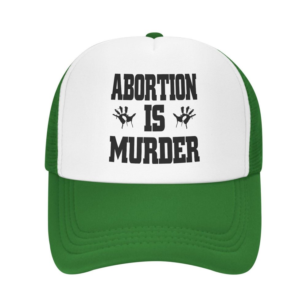 Abortion is Murder Hat Baseball Cap Fashion Cool Summer Sun Mesh Trucker Cap Adjustable Green