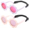 NULOOQ Polarized Baby Sunglasses with Strap  Flexible Flower Shaped Sunglasses for Toddler & Infant Age 0-24 Months (Jelly Pink/Pink + Light Purple/Purple Red) - 2 Pack view 1