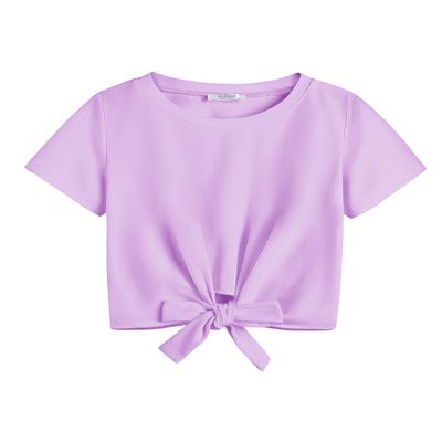Arshiner Kids Tee Shirts Casual Crewneck Tops Cute Summer Shirts for Girls Purple
