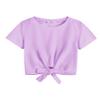 Arshiner Kids Tee Shirts Casual Crewneck Tops Cute Summer Shirts for Girls Purple view 1