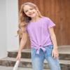 Arshiner Kids Tee Shirts Casual Crewneck Tops Cute Summer Shirts for Girls Purple view 2