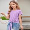 Arshiner Kids Tee Shirts Casual Crewneck Tops Cute Summer Shirts for Girls Purple view 3