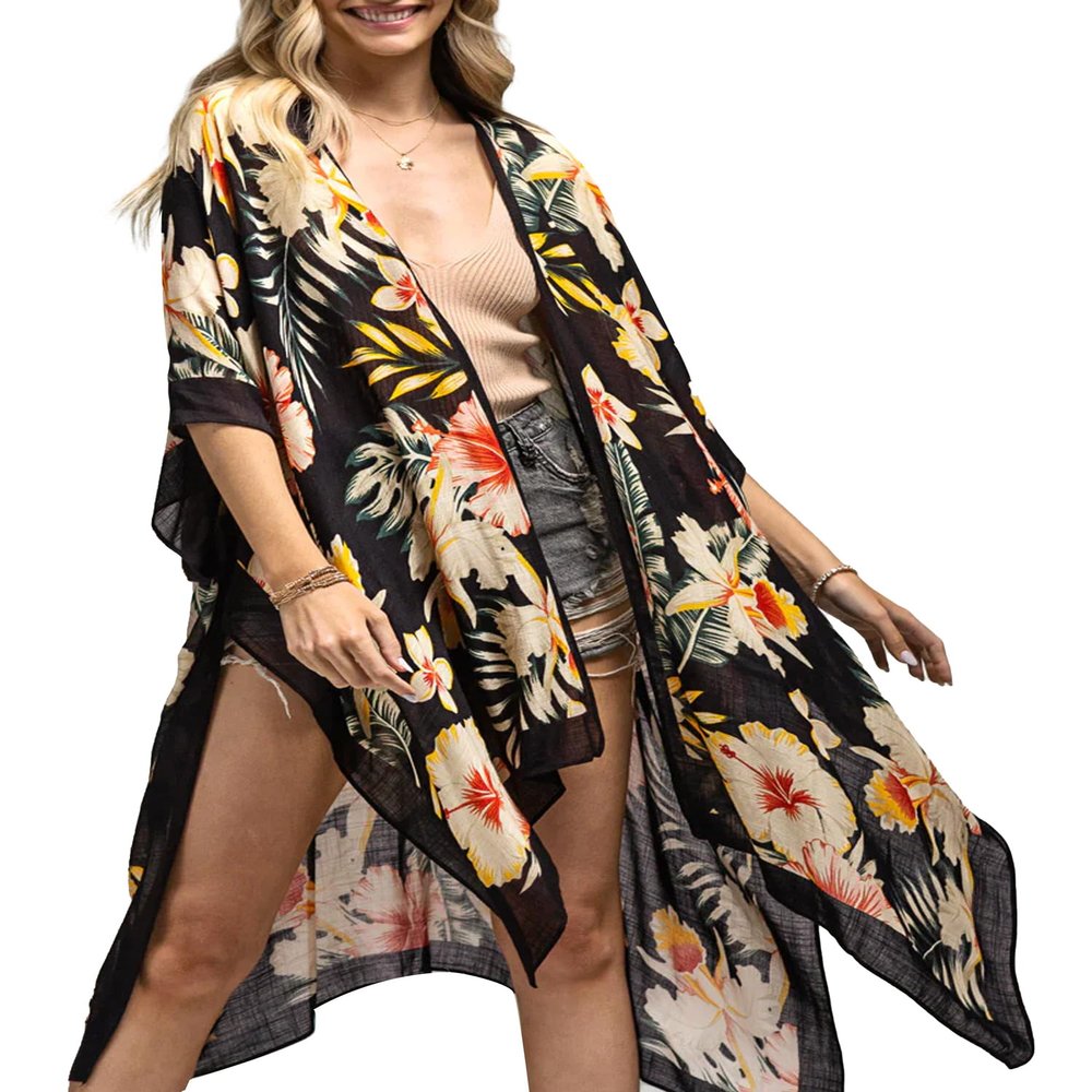 Breezy Lane Kimonos for Women Floral Prints Beach Cover Up Swimsuit Coverup for Bathing Suit