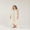 noflik Women's Waterfall Gatered Ruffle Low Back Maxi Dress(Cream, L) view 2