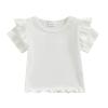Baby Girls Short Sleeve T-Shirt Tee Ruffled Fly Sleeve Solid Basic Tops Infant Little Kids Outfit Casual Clothes (White 1, 4-5 Years) view 1