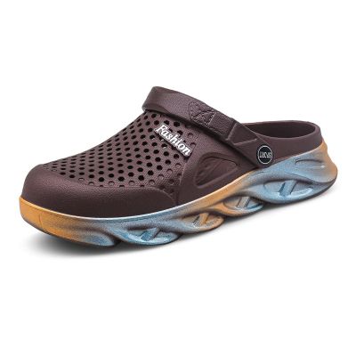 SECHRITE Clogs for Men Garden Shoes Water Sandals Mens Rubber EVA Clogs Slippers Waterproof Slip On Summer Mules Beach Pool Slides Lightweight Non Slip Home Shower Shoes Brown 44