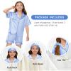 ALHAVONE Kids Girl Pajama Set with Headband Blindfold Hair Tie Toddler Boy Girl Satin Silky Button-up Pajama Sleepwear (Dusty Blue-short, 120) view 3