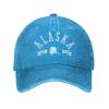 Alaska Est. 1959 State Map Souvenir Gift Baseball Cap Men Vintage Summer Washed Cotton Sun Cowboy Trucker Hat Blue view 2