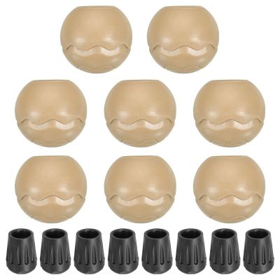 PATIKIL 0.55 Inch Chair Feet Replacement, 8 Pack TPE Outdoor Camping Chair Leg Tips Ball Cap Folding Chair Legs Floor Protectors Stability on Rugged Fit for 0.55"(14mm) Chair Feet, Beige
