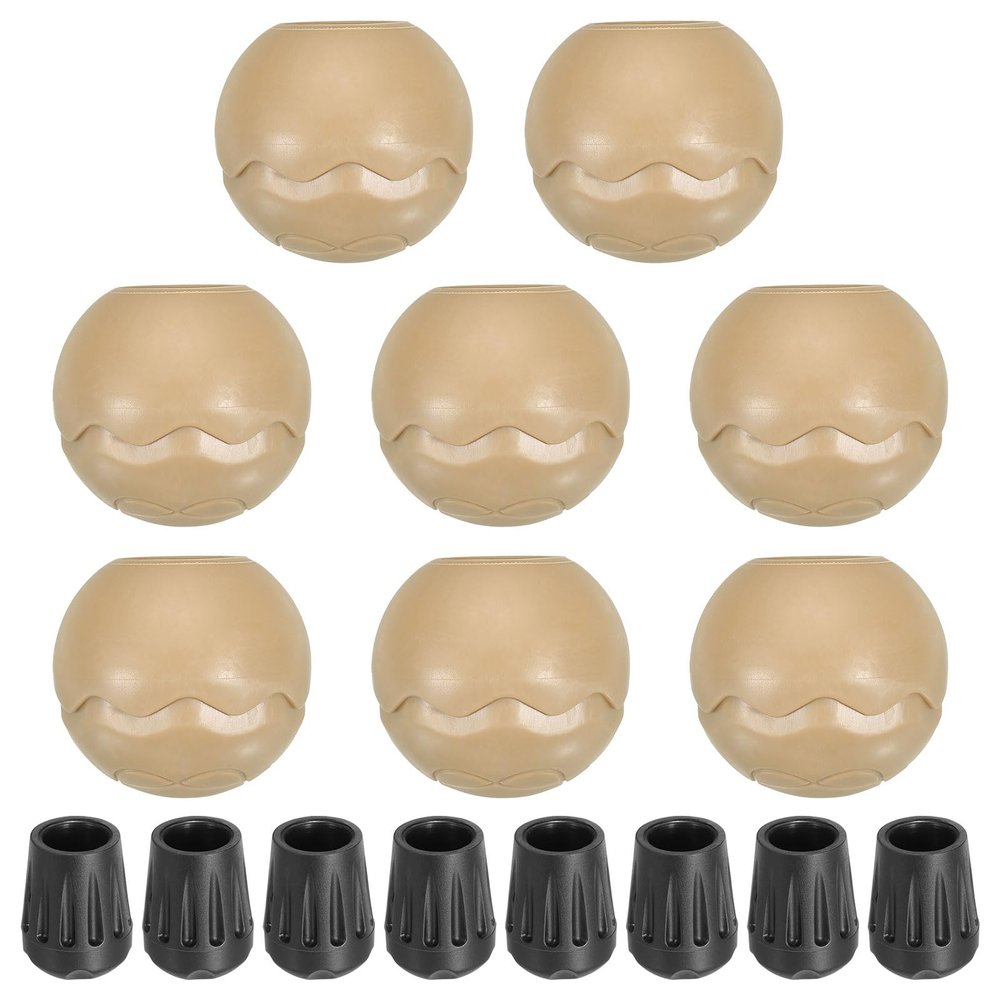 PATIKIL 0.55 Inch Chair Feet Replacement, 8 Pack TPE Outdoor Camping Chair Leg Tips Ball Cap Folding Chair Legs Floor Protectors Stability on Rugged Fit for 0.55"(14mm) Chair Feet, Beige