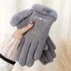 cegda Gloves Women's Winter Velvet Thickened Warm Cute Touch Screen Velvet Autumn and Winter Electric Vehicle Cold-Proof Riding Gloves Kitten Gray view 2