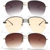 Vintage Rimless Alloy Pilot Sunglasses for Women 2024 Gradient Sun Glasses Female Metal Oval Shades Black Brown (3pcs-gray&orange&brown) view 1