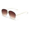Vintage Rimless Alloy Pilot Sunglasses for Women 2024 Gradient Sun Glasses Female Metal Oval Shades Black Brown (3pcs-gray&orange&brown) view 4