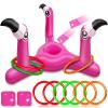 [ Bean Bag & Ring Toss ] Inflatable Flamingo Pool Toys Games Set 2-in-1 Floating Pool Rings Toss & Cornhole Summer Swimming Hawaii Luau Party Water Game for Adults Beach Backyard view 1