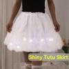 Auwoyss Vintage Light up Tutu Skirt Tulle Bubble Ballet Tutu Skirt Dance Costume Accessories for Women and Girls (Polyester, White-Child) view 2