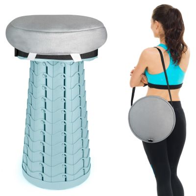 Deer's Life Portable Collapsible Stool with Cushion Pad, Retractable Folding Telescopic Camping Seat for Adults, Small Lightweight Sturdy Adjustable Stools for Travel,Kitchen,Garden,Fishing