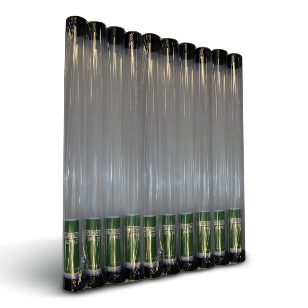 Baseball Bat Case | 36 Inch Bat Cover Protector with Black Rubber End Caps and Clear Tube | Baseball Bat Display Case | Protects MLB Bat Display Box for Desk (10 Bat Tubes)