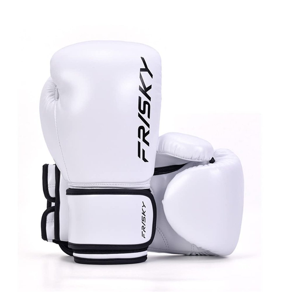Boxing Gloves Men Women Kids Professional Fight Muay Thai Sparring Punching Bag Adults Training Gloves Wrist Protection White 12oz (White 12oz)