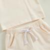 Lamuusaa Newborn Baby Girl Summer Clothes Lace Fly Sleeve T-shirt Tops Ruffle Solid Color Shorts Clothes Set 0-3T (Beige, 18-24 Months) view 4
