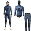 WYYHAA 3.5MM Neoprene Spearfishing Wetsuit with Hooded, 2 Pieces Camouflage Hunting Diving Suit with Loading Chest Pad for Cool Water Freediving Snorkeling Swimming,Blue,L view 3