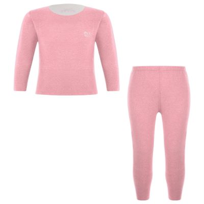 Jizyo Boy's Girl's Thermal Underwear Set Kids Long Johns Winter Base Layer T-Shirt Tops with Leggings Bottoms Set Pink 5-6 Years