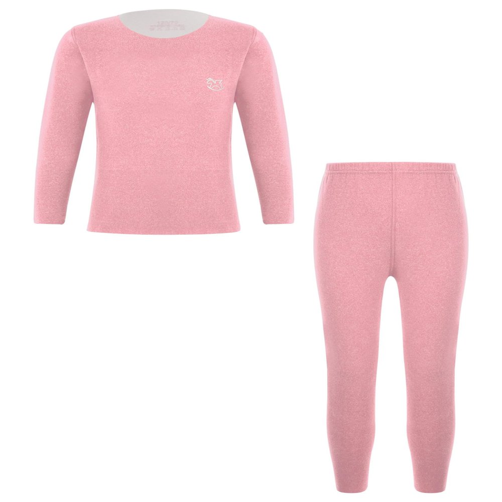 Jizyo Boy's Girl's Thermal Underwear Set Kids Long Johns Winter Base Layer T-Shirt Tops with Leggings Bottoms Set Pink 5-6 Years